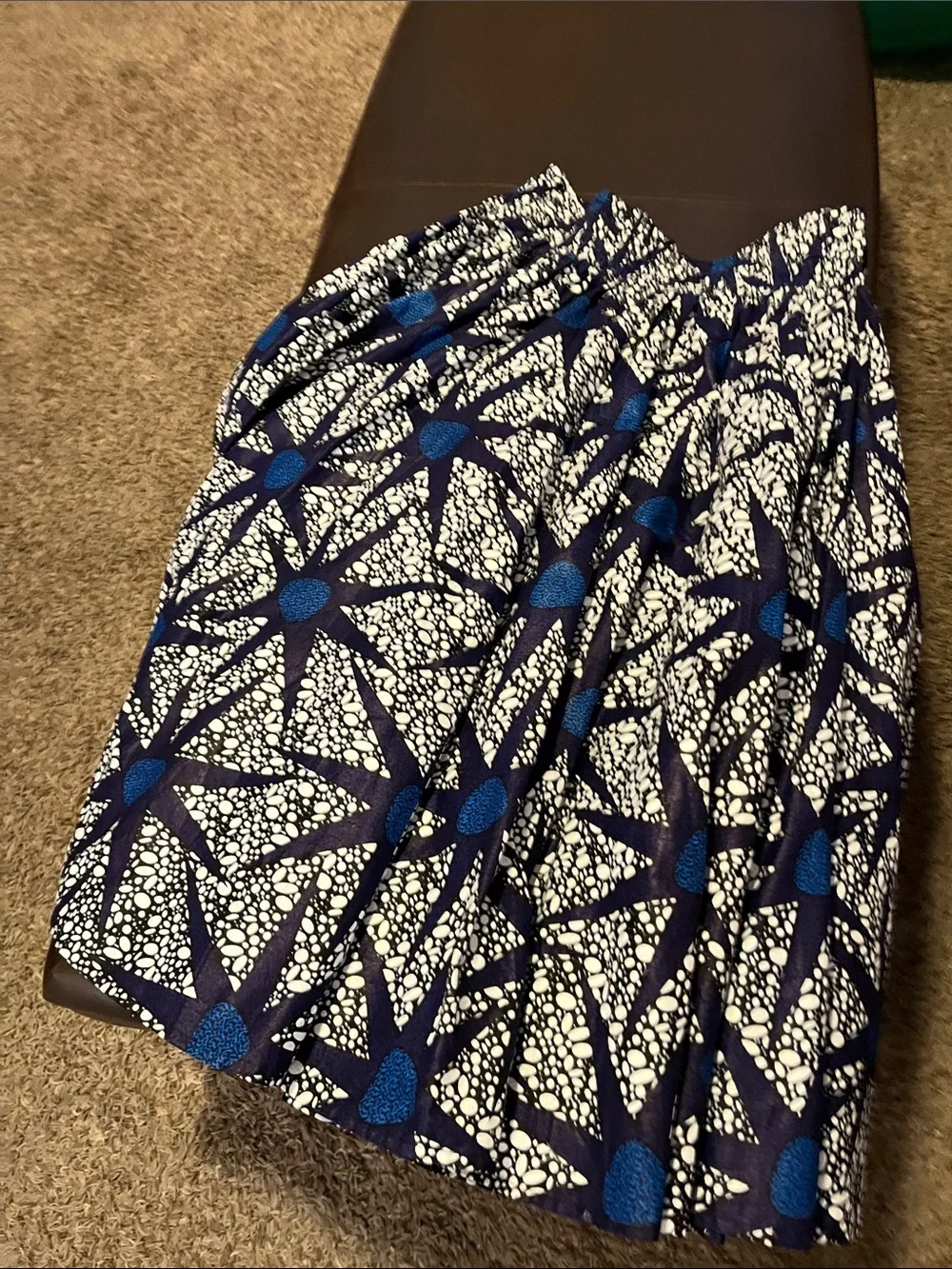 Blue and White Printed Full Skirt